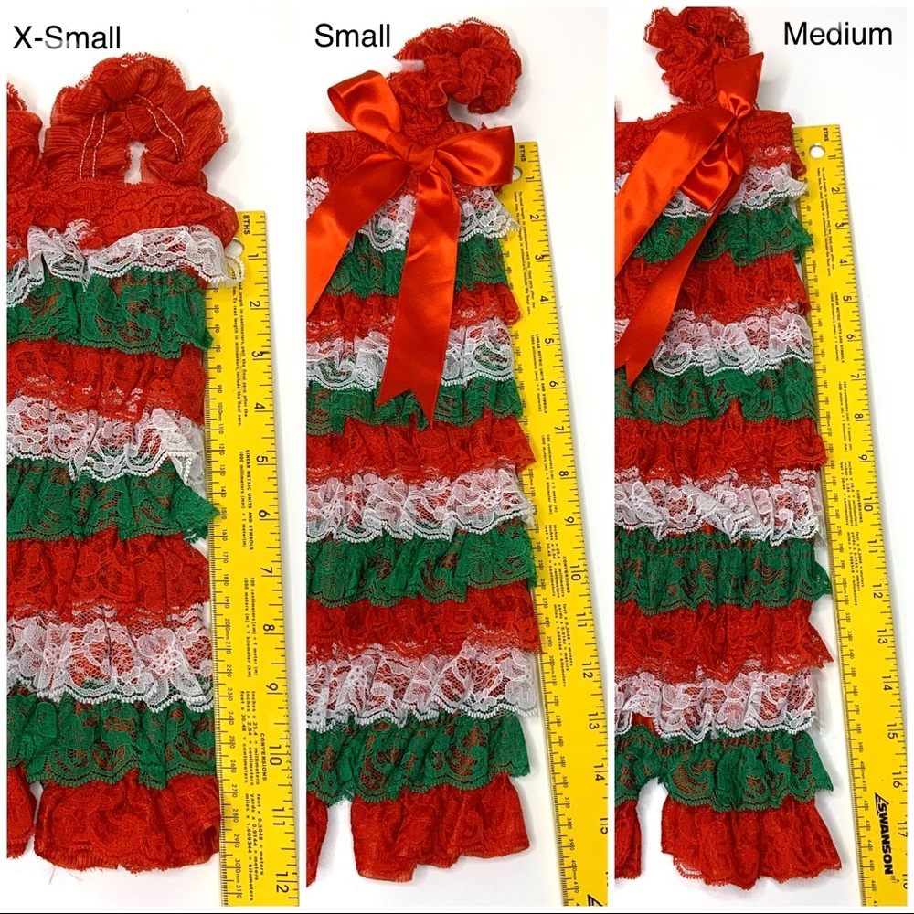 Christmas Themed Ruffled Lace Romper